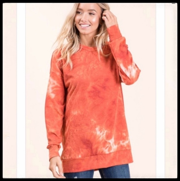 Tie Dye Pullover, Orange/White, NWT - Picture 8 of 8